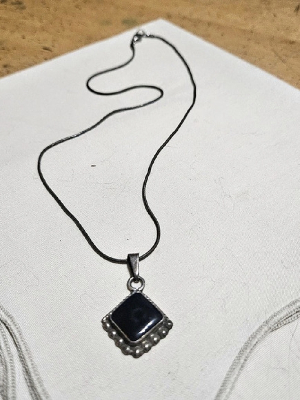 Black Onyx & Silver Statement Pendant Necklace